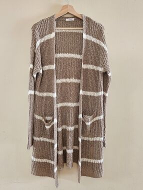 Striped Long Knit Cardigan